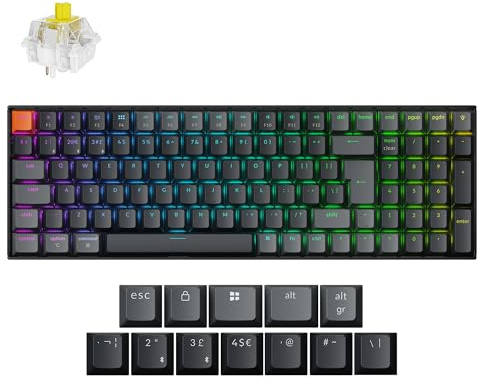 Keychron K4 QMK Wireless Custom Mechanical Keyboard, 96% Layout Bluetooth/2.4G/USB-C Programmable, RGB Backlight with Hot-Swappable Super Banana Switch for Mac/Windows/Linux UK Layout - Version 3
