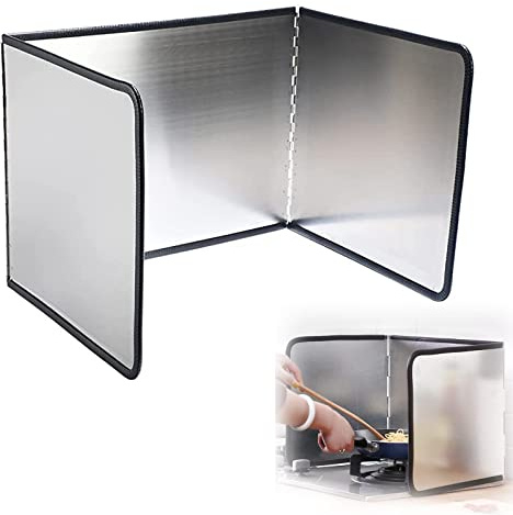 Protection contre les éclaboussures de cuisinière Pare-éclaboussures pliable en acier inoxydable sur 3/4 côtés, plusieurs tailles(3 sides 40x40x40cm)