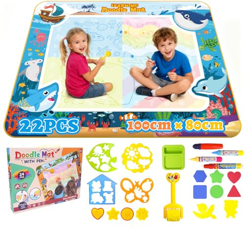 Juguetes para niños a partir de 1, 2, 3 años – Esterilla de pintura con lápiz de agua, alfombra de pintura Aqua Magic Doodle regalo para niños y niñas de 1, 2, 3 años