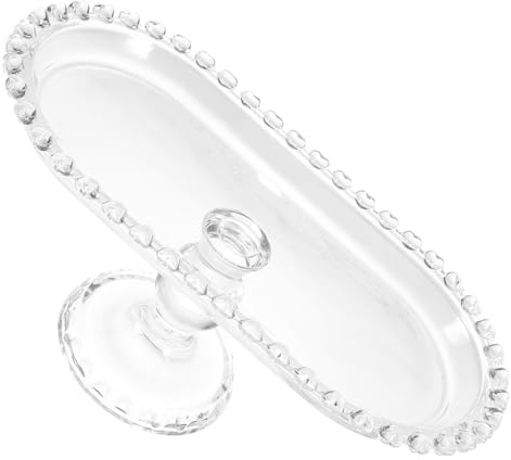 Ipetboom Assiette Verre Ovale sur Pied pour Apéritifs et Fruits Secs Plateau de Service Élégant et Stable pour Desserts Snacks Gâteaux Usage Maison et Réception