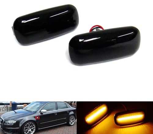 2x Black Smoked Lens Side Indicator Amber LED Marker Repeater Light For A3 8P A4 S4 RS4 B6 B7 A6 S6 C6