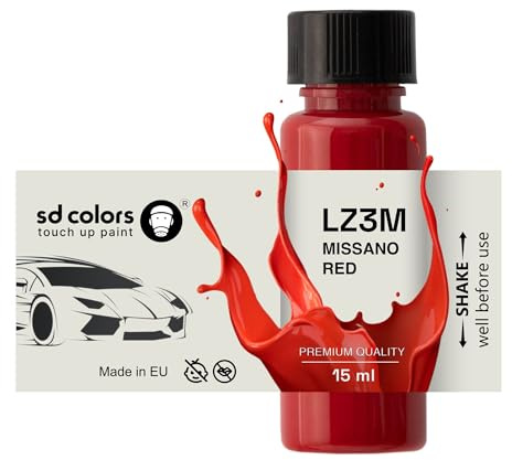 SD COLORS Misano Red LZ3M Lackreparaturfarbe, 15 ML, mit Pinsel, Farbcode LZ3M Misano-Rot