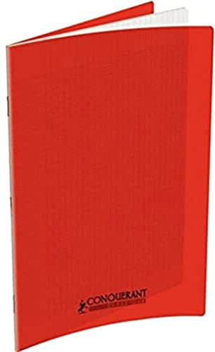 CONQUERANT Cahier Classique 24x32cm Grands Carreaux Seyès 140 Pages Agrafées Couverture Polypro Rouge