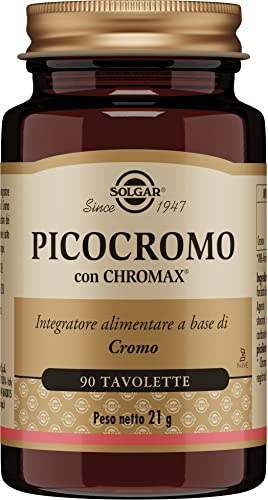 Solgar PICOCROMO – Cromo picolinato Chromax® per metabolismo glucidico, 90 tavolette