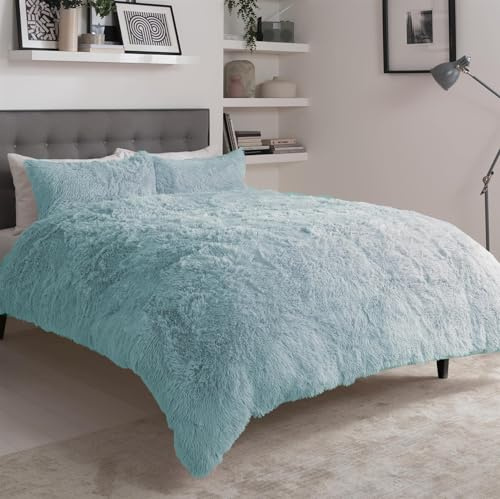 Olivia Rocco Set Copripiumino Snuggle Super Morbido e Soffice Set Trapunte Biancheria da Letto Invernale Calda e Accogliente, Verde Acqua King