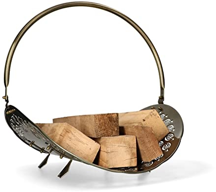 KOTARBAU® Cesta metálica para leña, Cesta para leña con asa de transportar, Cesta para leña, Cesta de leña elegante, Cesta para chimenea, Cesta, plato para leña, Cesto leñero metal interior
