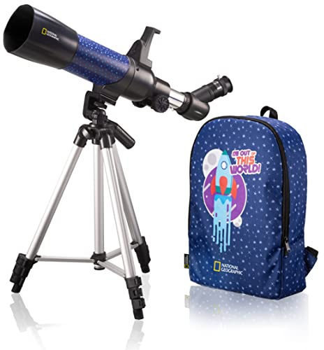 National Geographic smartes AR Kinderteleskop mit Stativ, Rucksack, Smartphonehalterung und Augmented-Reality-App