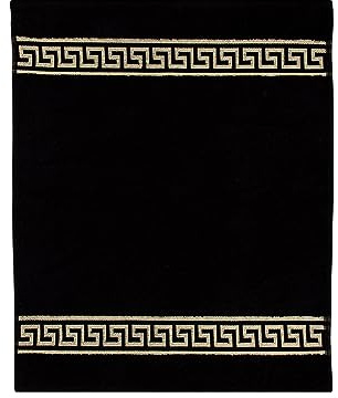 Badematte Badezimmerteppich Badteppich Duschmatte Badvorleger Duschvorleger griechisches Mäander Muster in schwarz gold mit Noppen - 100% Baumwolle rutschfest waschbar Fussbodenheizung - 50x60 cm