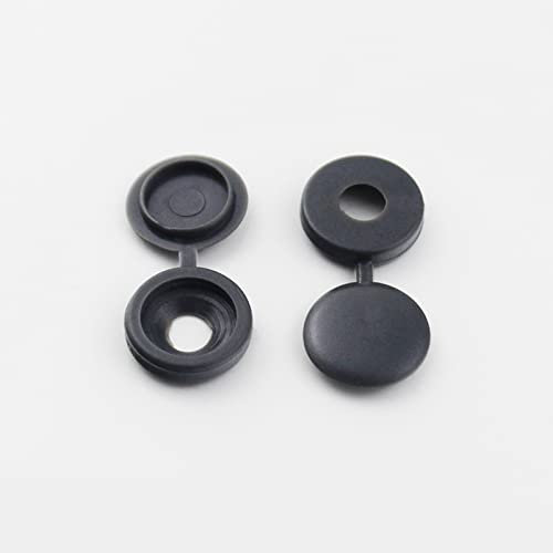 100 Pieces Hinged Screw Cover Plastic Screw Caps Fold Screw Snap Covers Washer Flip Tops Head Cover Snap-on Screw Fold Screw Snap Covers Tops for Furniture Cabinet Cupboard (dark grey)