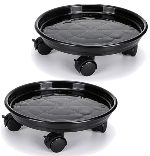 Skelang - Soporte para Maceta con Ruedas, 33 cm, Soporte para Plantas, Soporte para Planta, Capacidad de Carga, 56 kg, Color Negro