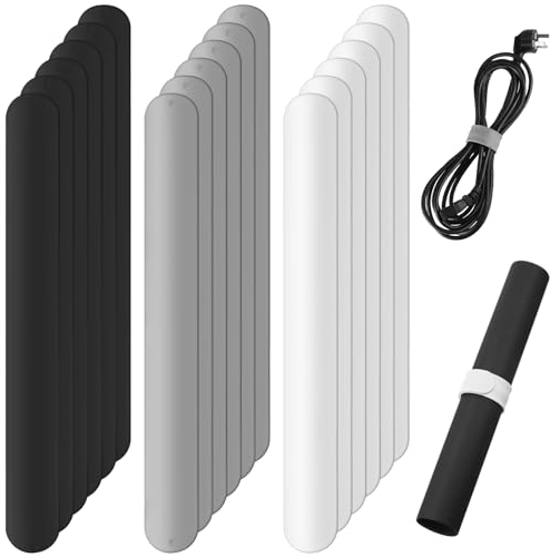 Cunhill 18 Pieces Wrapping Paper Holder Clips, Silicone Covered Metal Slap Bands Stabilizer, Paper Roll Clamps for Valentine's Day Gift Wrapping, Poster & Home Storage Organization, White Black Grey