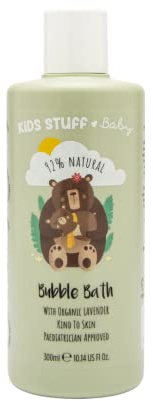 Kids Stuff Bébé | Bain moussant pour bébé 300 ml | Ingrédients naturels | Huile de lavande bio | Approuvé dermatologiquement et pédiatre | Peau douce pour sensible | Végétalien | Sans cruauté envers