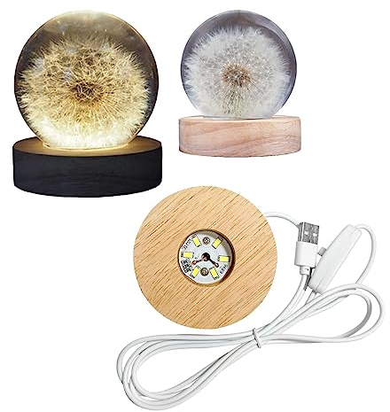 DIY Runde Silikon Form Holz LED Lichtsockel, LED Lichter Display Basis, runder Displaysockel für DIY Acrylplatte Decorative Ornament Kristallstatuen, Glaskugel (Warmes Licht.)