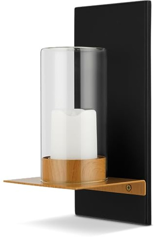 REV Flamelight Wandlampe - in Kerzenoptik, innen & außen, IP44, schwarz | Ideal für Balkon, Terasse & Garten Deko