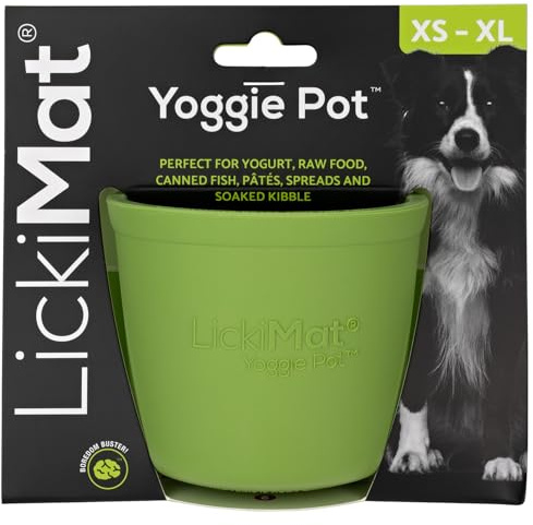 LICKIMAT Yoggie Pot - Ablenkung, Spaß und Anreicherung. Langlebiger Gummi-Genussstreuer für alle Größen Hunde und langsame Futternapf für kleine Hunde Die Neueste LickiMat