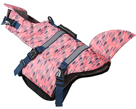 Hundeschwimmweste, Klettverschluss-Design, Kleines Fischmuster, Welpen-Perlen-Baumwoll-Schwimmweste, Leuchtende Farben, Anti-Drop für den Strand (S)