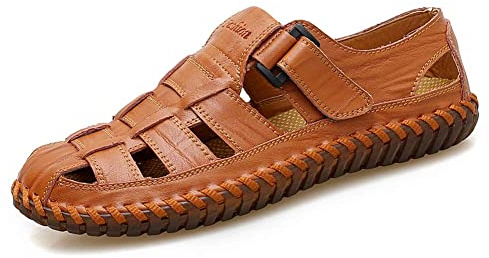Moodeng Sandales Homme Cuir Fermé Chaussure de randonnée Confort Été Extérieur Sports Trekking