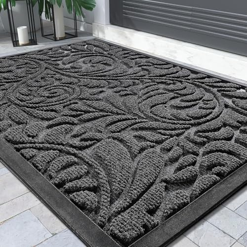 Yimobra Fußmatten - Innen und Außen, Waschbar Fussmatte, Rutschfester Schmutzfänger Teppich für Eingang, Haustür, Patio, Flur, Garten, 75 x 43 cm, Grau