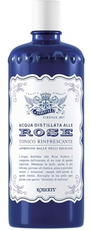 Acqua alle Rose, Tonico Viso con Acqua Distillata Alle Rose, Formula Rinfrescante con Proprietà Idratanti, Tonificanti e Lenitive, Rende la Pelle Giovane ed Elastica, 300ml