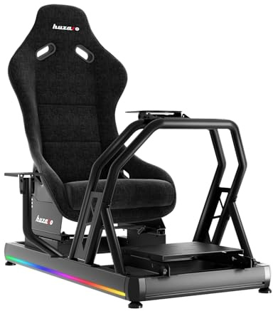 huzaro Speed 9.0 Racing Simulator Cockpit mit LED-Beleuchtungsfunktion | Rennsimulator F-GT Formula - Frei verstellbar - Komfortabler Gaming Rennsitz - mit Allen Lenkrädern und Pedalen kompatibel