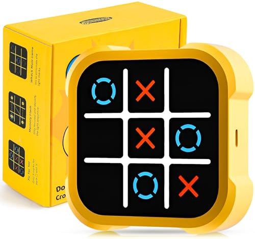 Tic Tac Toe Elektronisch, 4-In-1-Handkonsolen, Reisespiele Brettspiele, Gedächtnisspiele, Tragbare Spielkonsole für Kinder und Erwachsene, Weihnachts Geschenk für Kinder 6-12 Jahre