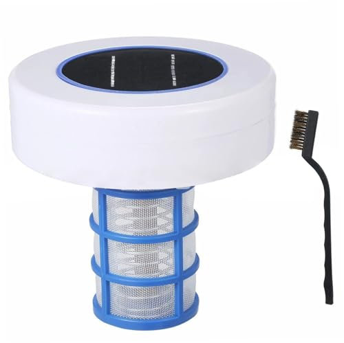 Hperu Solar Pool Ionizer, Copper Pool Ionizer, Large Capacity Floatron Pool Ionizer With A Brush, Solar Panel Cleaner Reduces Chlorine For Swimming Areas