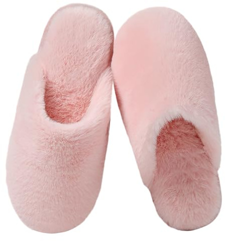 Coswind Zapatillas Mujer Hombre Casa Casual Pantuflas Invierno Antideslizantes Peluche Confort Cómodas Retro Interior Exterior Rosa 280