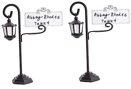 TOGEVAL Kartenhalter Für Hochzeiten Schwarzes Kunstharz Straßenlaternenform Memo-/foto-clip- Für Tischkarten Tischnummernhalter 2 Stück