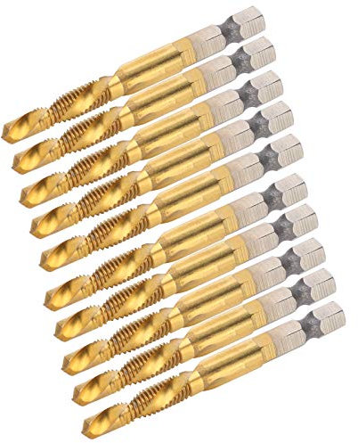 Juego de Machos de Roscar, Taladro y Macho de Roscar M6‑Drill 5.0, Compuesto Recubierto, 10 Piezas, Vástago Hexagonal, Macho de Roscar, Accesorio de Grifo de Flauta en Espiral