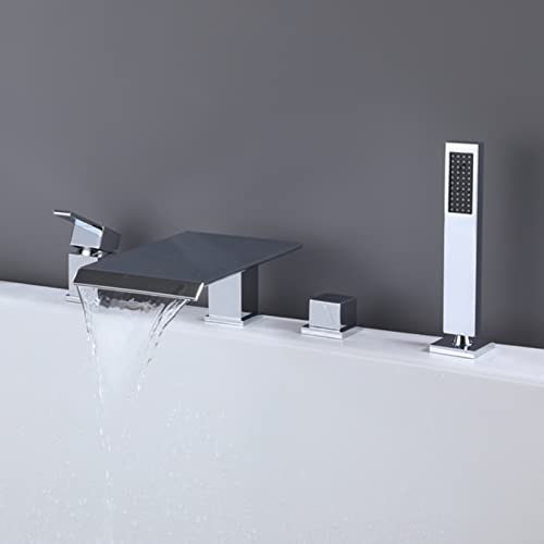 Generisch Badewanne Armatur 4 Loch Badewanne Wasserhahn Wasserfall mit Dusche Bad Wasserhahn s Badewanne Set Chrom A Armatur Badewanne Mischbatterie Wannenarmatur