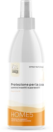 PharmaCinquePet Home5 Spray 150ml – Spray Protettivo Ambienti contro Parassiti e Insetti – Igienizzante per Pavimenti, Lettiera, Cuccia e Trasportino per Cani e Gatti