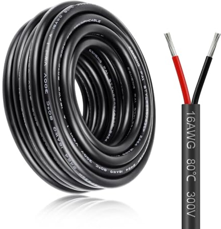 inShareplus 10M/32.8ft 16AWG 2x1.5mm² Electrical Wire, Red and Black, Tinned Copper, 300V, 11A, 80°C, LED Strip, Lighting, Extension Cord
