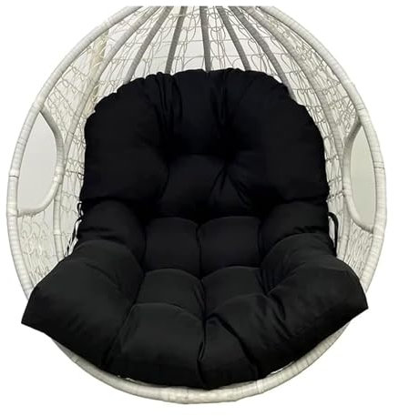 Dickes waschbares Sitzkissen für Hängematte, Schaukelstuhl, weiches Bodenkissen, Ersatz für den Innen- und Außenbereich, Rückenkissen für Garten und Büros (Schwarz)
