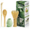 Juego de 4 piezas Matcha ceremonia japonesa, amarillo batidor matcha de resinoso, cuchara de bambú, pala de bambú, portabatidor, caja matcha para la ceremonia del té, la bebida - Azul celadón
