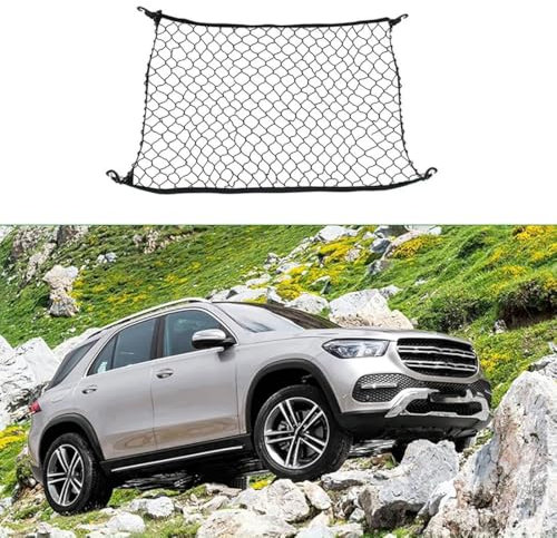 LeiBaOF Auto Kofferraumnetz Für Mercedes Benz GLE W164 W166 W167 V167 1997-2023,Einstellbar Elastisches Cargo Mesh Auto Organizer für Kofferraum