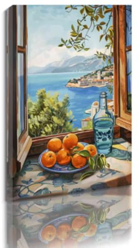 ZQQART Obst Kunst Orangen Bild Küche Leinwand Fotodrucke Orangen und Blumenmalerei Vintage Obstplakat Küchenbilder Dekor (Braun,30x45cm)