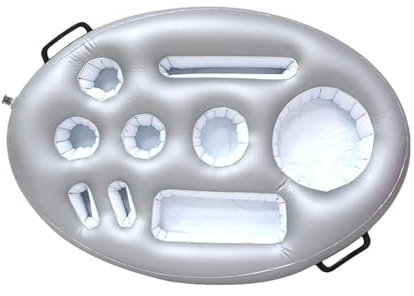Perfeclan Schwimmender Getränkehalter aufblasbare schwimmende Kühler mit 9 Löchern Pool -Getränk für Lebensmittel serviert Schwimmbad Salatschale Tablett, Silber