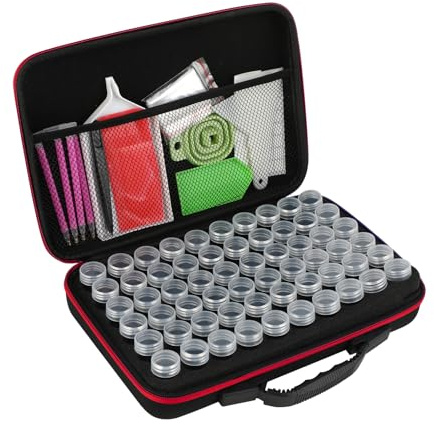 Scatola di stoccaggio per 60 scomparti, portatile, con accessori per Diamond Painting, ideale per conservare immagini, pietre e perline. Perfetta per il Kit Diamond Painting e Artigianato D'arte