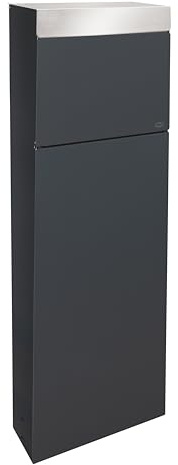 Renz Liberty Standbriefkasten, Moderner freistehender Briefkasten in Anthrazitgrau (RAL 7016), Grau, Modern & Wetterfest, mit Schloss 672501