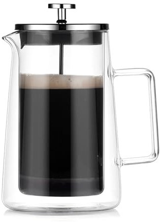BYYLECL Cafetera de prensa francesa transparente, émbolo de café, prensa de té para café y té, vidrio de borosilicato resistente al calor, 1000 ml