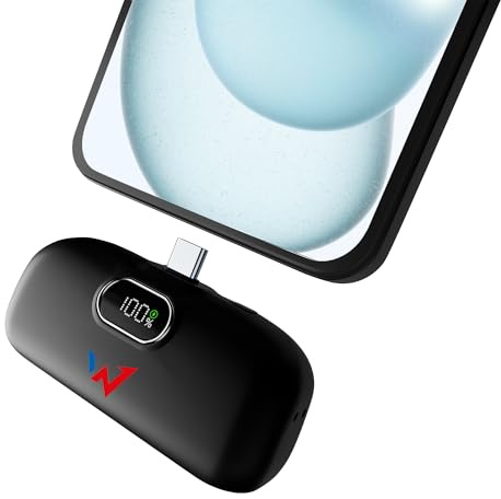 Wonder - Powerbank USB-C 5000 mAh – Ultra Compact & Léger – Recharge Rapide PD 18W – Écran Digital de Charge – Entrée & Sorties USB-C – Idéal iPhone, Android, AirPods & Objets Connectés