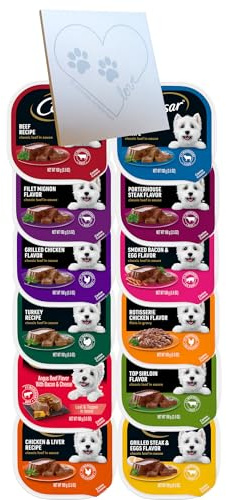 Huge Variety Pack for Cesar-Canine-Cuisine -12 Total Flavors: Filet Mignon, Porterhouse Steak, Beef, Lamb, Turkey, Chicken & Liver, Steak & Eggs, Rotisserie Chicken, and More! - (12 Cans Total)