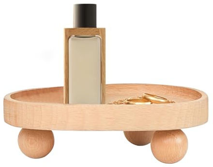 Plateau de présentation de bijoux - Bol en bois pour femme - Organisateur de rangement décoratif pour bagues, boucles d'oreilles, chaîne, coiffeuse, commode, table de chevet