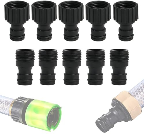 10 Piezas Conector Manguera, Kit de Conector, Adaptador Grifo Manguera, Material ABS Reforzado Accesorios Manguera Jardin Conexión rápida sin Fugas para Grifo de Manguera Roscado