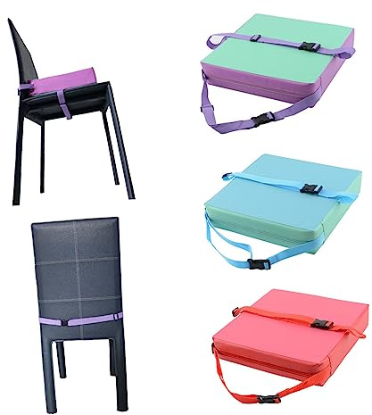 IMIKEYA Cuscino Rialzo Sedia da Pranzo per Bambini in Pelle Sintetica Schiuma ad Alta Densità, Cinghie Regolabili Extra Resistenti per Casa e Ristorante