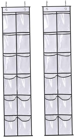 Schuh-Organizer für die Tür, 12 Taschen, transparent, zum Aufhängen, Schuhaufbewahrung mit 2 Haken, robuster Mehrzweck-Organizer für Zuhause, Schrank, Schlafzimmer, 2 Stück