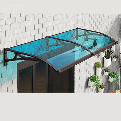 Stilvoller Polycarbonat-Vordach für Haustür Außeneingang Markise Glas Überdachung für Haus Balkon Garage Fenster - Größe B 80x100cm/32