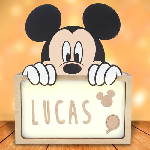 WONDEE Disney Lámpara Mickey Mouse Personalizada Infantil Niño y Bebé - Luz Nocturna Infantil Quitamiedos y Decoración de Mickey, Disney Cosas/Regalos Personalizados Originales Niños y Bebés
