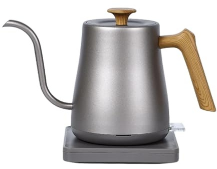 Ronyme Bouilloire électrique en Acier Inoxydable, Robuste, Pratique, Chauffe-Eau Rapide, capacité de 0,8 L, pour préparer du thé ou Faire bouillir de, Grain de Bois Argenté