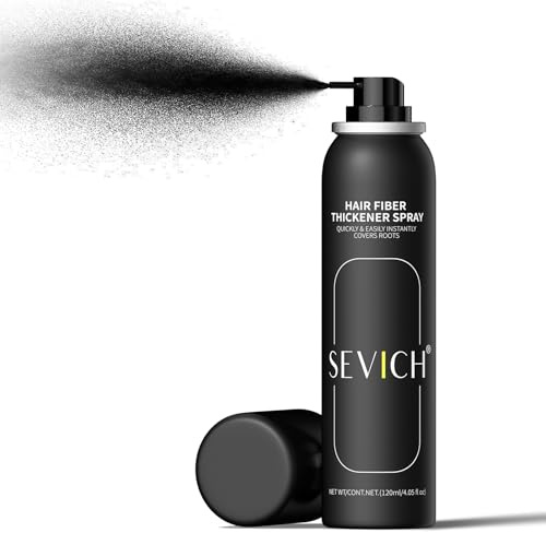 Sevich Hair Fiber Spray for Thinning Hair - Black Hair Building Fibers Instant Thickening for Men & Women, Waterproof & Sweatproof Root Touch Up Spray, 120ml (Black)